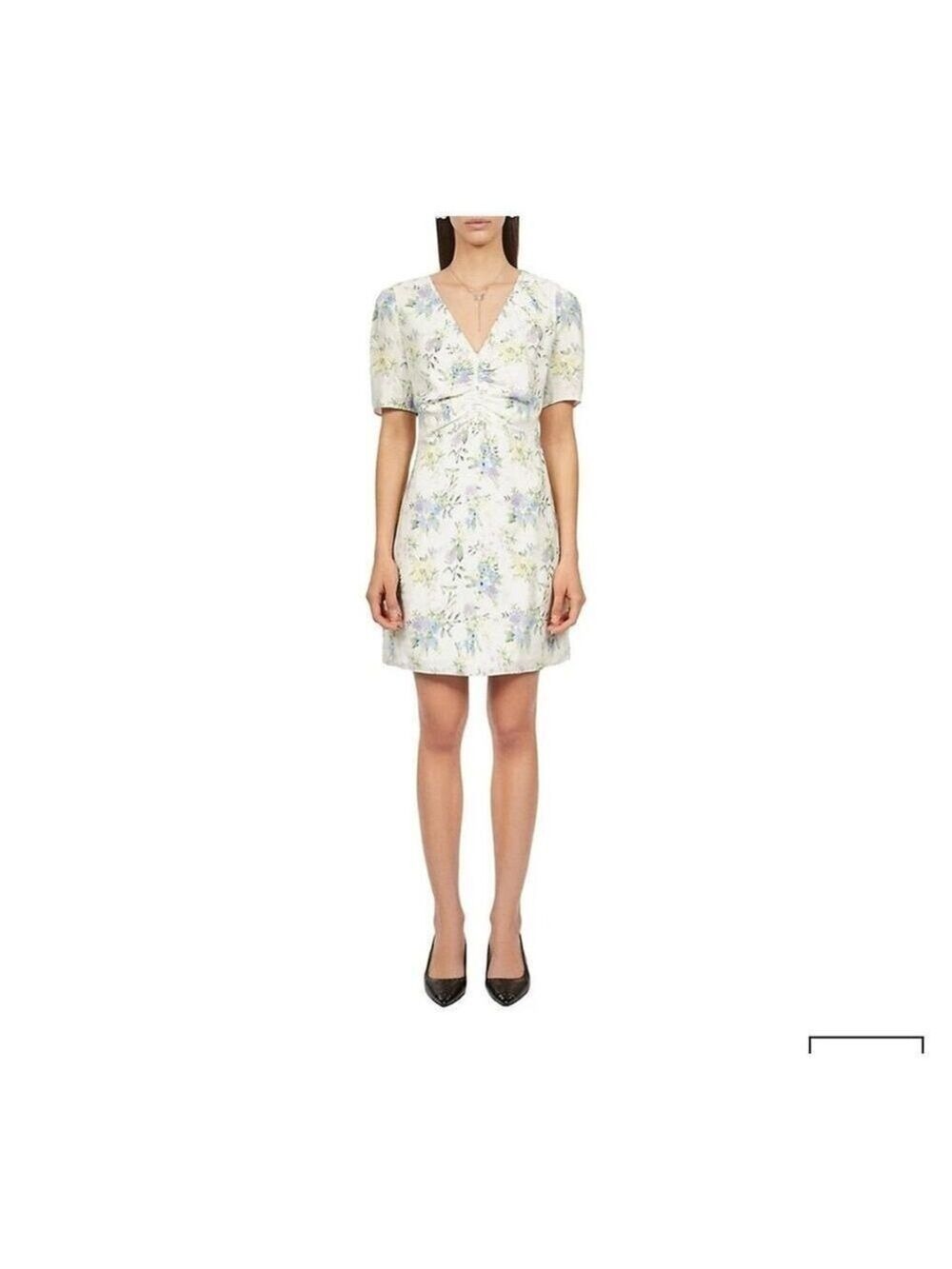 NWT The Kooples Floral Shirred Puff-Sleeve Mini Dress XS